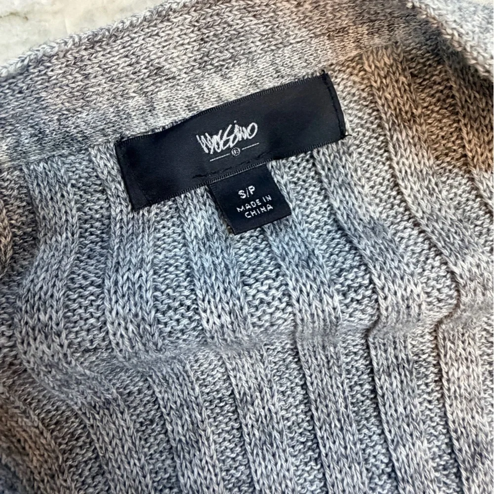Mossimo Women Longline Ribbed Duster Cardigan Gray Open Front Sweater Pockets S